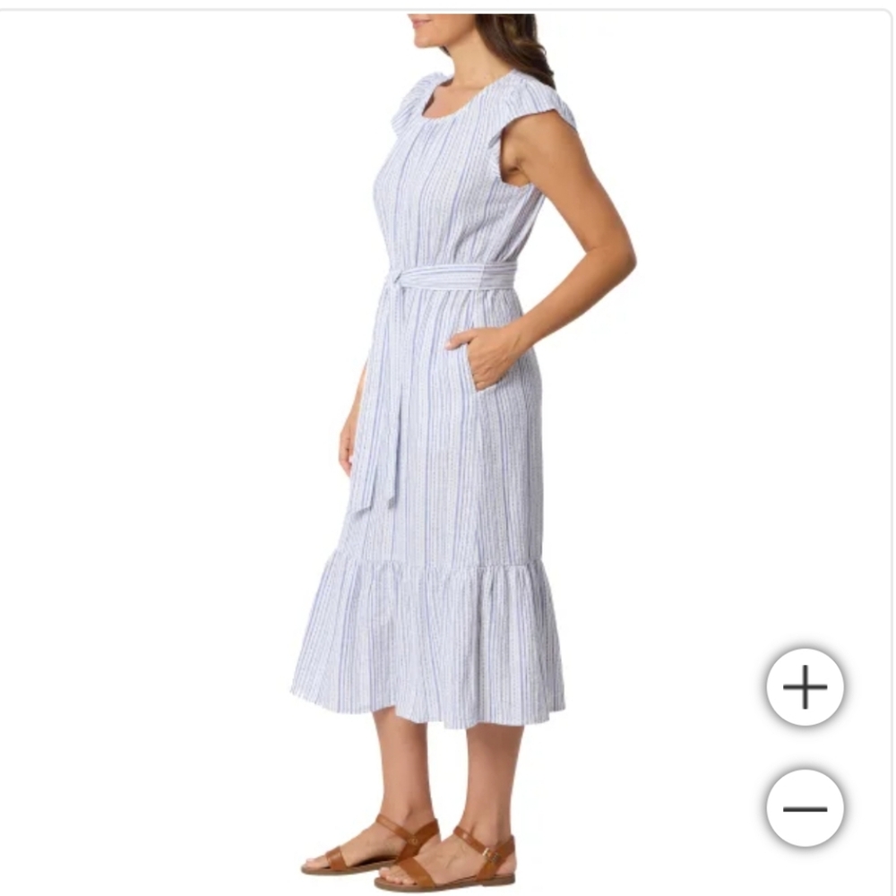 (6)Briggs Women's Linen Blend Tiered Dress - Picture 2 of 4